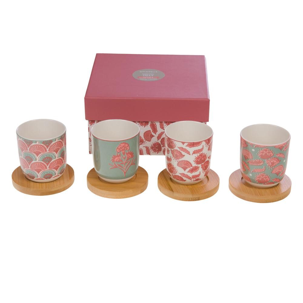 Juego de 4 tazas de café espresso Tilly - Porcelana Amadeus redonda multicolor 6,4x3,4 cm