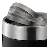 thumbnail of PROREGAL Schön geformter Tischabfallbehälter mit Flachschwingdeckel | 1,5 Liter, HxØ 13,8x12cm | Edelstahl / Schwaru