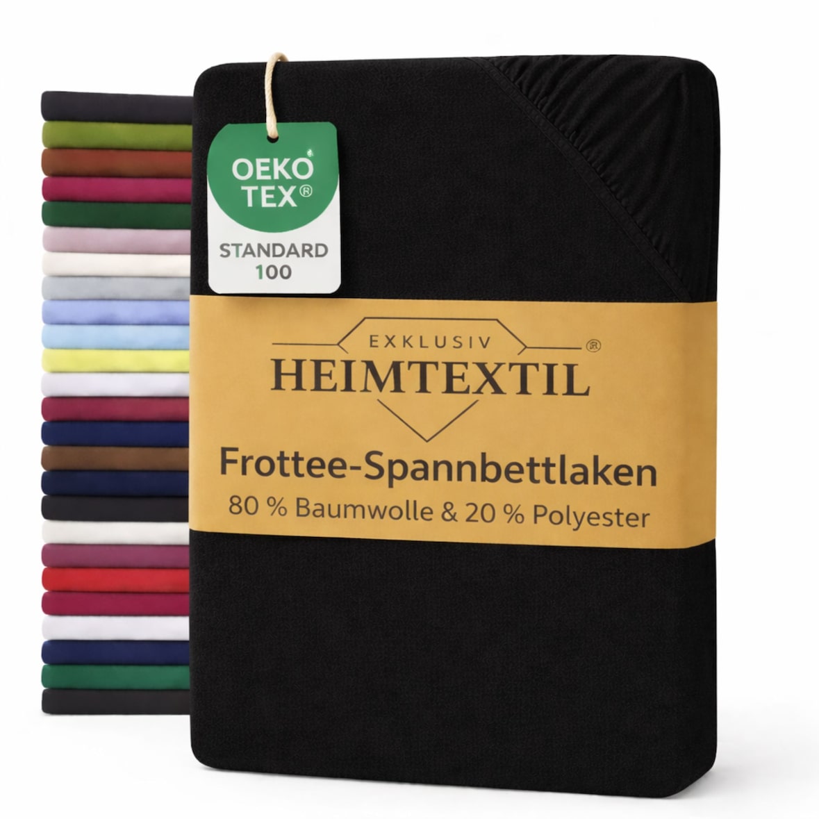 EXKLUSIV HEIMTEXTIL Frottee Spannbettlaken Rundumgummizug Marke 90 x 200 cm Schwarz 80% Baumwolle 20% Polyester  Öko - Tex Zertifiziert Bed-Sheet
