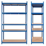 thumbnail of ECD Germany 2er Set Werkstattregal Schwerlastregal 200x100x50 cm Blau pulverbeschichter Metall mit 5 Böden MDF Holz belastbar bis 875kg Lagerregal