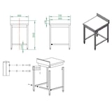 thumbnail of Table de travail EASYLINE / accessible par le dessous avec rebord surélevé, 700 x 700 mm