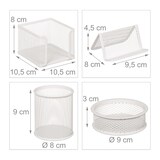 thumbnail of Relaxdays Schreibtisch Organizer Set, 7-tlg., Metall, Ablagefächer, Zettelbox, Brief-, Büroklammer- & Stiftehalter, weiß