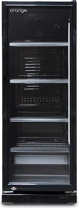 thumbnail of orange 230L Getränkekühlschrank (Flaschenkühlschrank) mit Glastür. Abschließbar. Komplett schwarz. Freistehender Getränkekühlschrank.