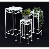 thumbnail of DanDiBo Blumenhocker Weiß Metall Eckig Blumenständer 96314 3er Set Beistelltisch Blumensäule Modern Pflanzenständer Pflanzenhocker