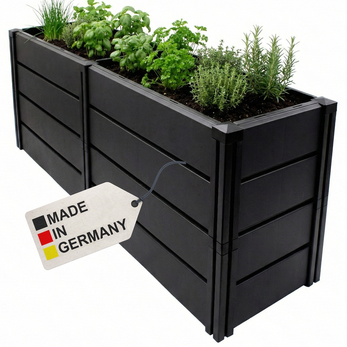NYVI Hochbeet NYVIGreen XL 158x44x61cm 392 Liter - Kunststoff Kräuterbeet für Garten, Terrasse, Balkon - Wetterfest, UV-resistent, Rostfrei, Langlebig