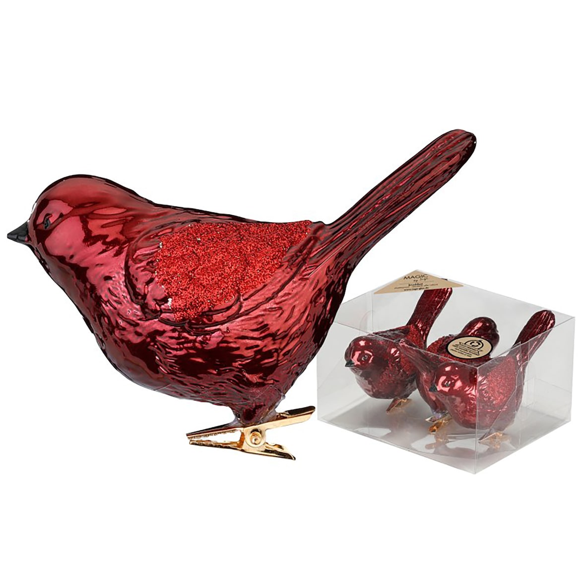 3 Christbaumschmuck Vögel auf Clip 9cm Kunststoff Christbaumkugeln Große Weihnachtskugeln Weihnachtsbaum Deko Weihnachtsbaumschmuck Uni Weinrot
