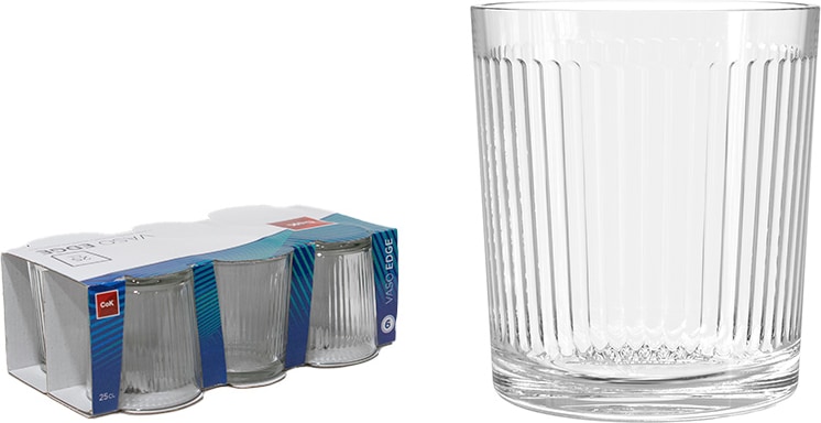 Un juego de cuatro vasos acanalados.