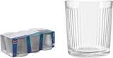 Un juego de cuatro vasos acanalados.