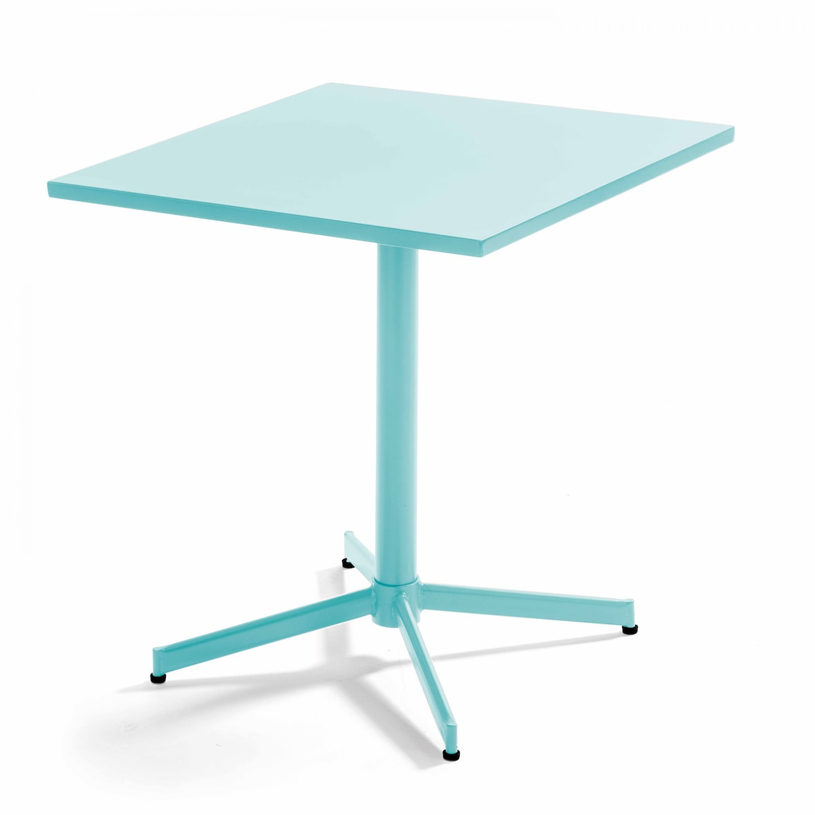 Table de terrasse carrée bistro inclinable en acier turquoise 70cm