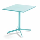 thumbnail of Table de terrasse carrée bistro inclinable en acier turquoise 70cm