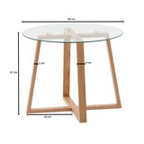 thumbnail of Massiver Eiche-Glas Couchtisch, Modernes Design, Überkreuztes Gestell. 58x58x47 cm | Kadima Design