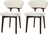 thumbnail of Esszimmerstühle 2er-Set, Chenille & Massivholz, hellbeige, gepolstert, belastbar bis 150 kg