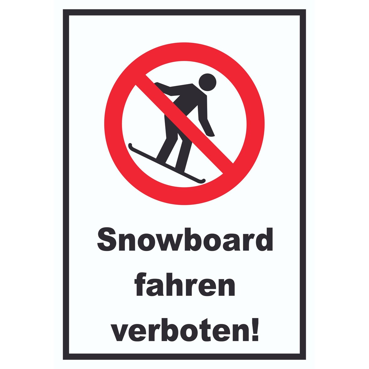 Snowboard fahren verboten Schild A0 (841x1189mm)