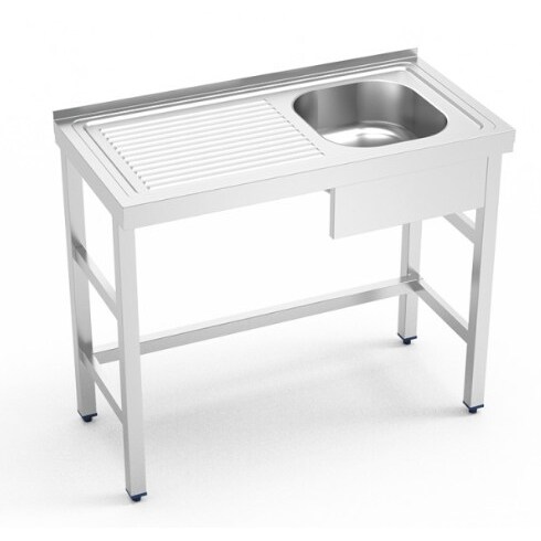 COMERCIAL ALFER - Fregadero con soporte, cubeta a la derecha y escurridor izquierdo. 100x50x85 cm