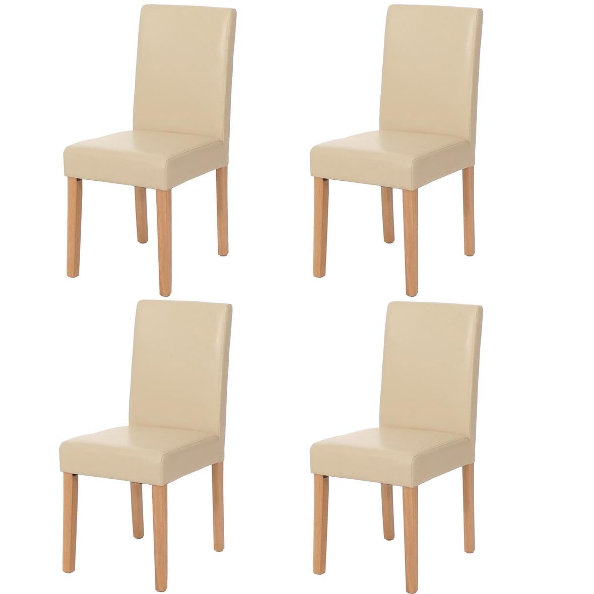 Lote de 4 Silla de comedor Silla de cocina Littau ~ Imitación cuero, patas crema claro