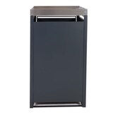 thumbnail of Décoshop26 - Abri poubelle avec bac à plantes porte verrouillable 125 x 68 x 80 cm métal aspect bois de hêtre anthracite 04_0005704