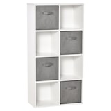 thumbnail of Estantería para Libros de 8 Cubos Librería Modular con 4 Cajones Extraíbles de Tela no Tejida Oficina Estudio Dormitorio 61,5x30x121,6cm Blanco y Gris