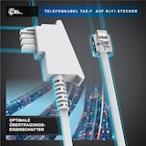 thumbnail of CSL - 15m Telefonkabel TAE-F Stecker auf RJ11 Stecker − Int. Norm 6P4C / 4-polig belegt − Flachkabel - TAE-F - weiß