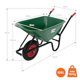 thumbnail of ECD Germany Schubkarre 100L Grün, PP-Mulde, 150kg Tragkraft, Luftreifen Metallfelge, Gartenschubkarre & Bauschubkarre stabil