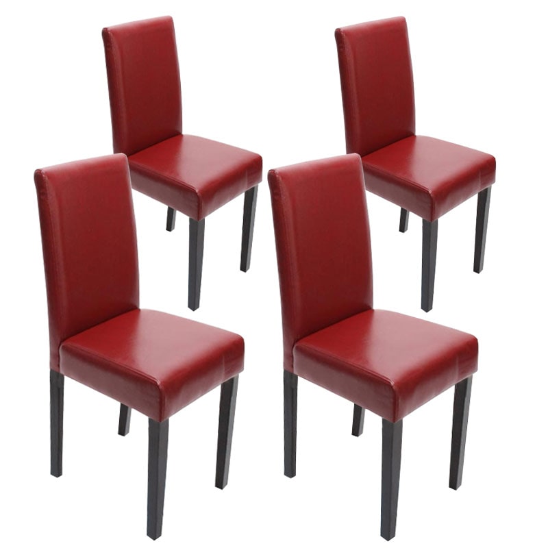 Set van 4 eetkamerstoelen Keukenstoel Littau ~ leer, rode donkere poten