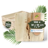 thumbnail of BIOZOYG 100 Stück Einwegteller 18x18cm Palmblatt-Teller, quadratisch, biologisch abbaubar, umweltfreundlich, kompostierbar, Wegwerfteller