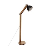 thumbnail of Lampadaire Pied en Bois et Abat-jour en métal Noir H 158 cm