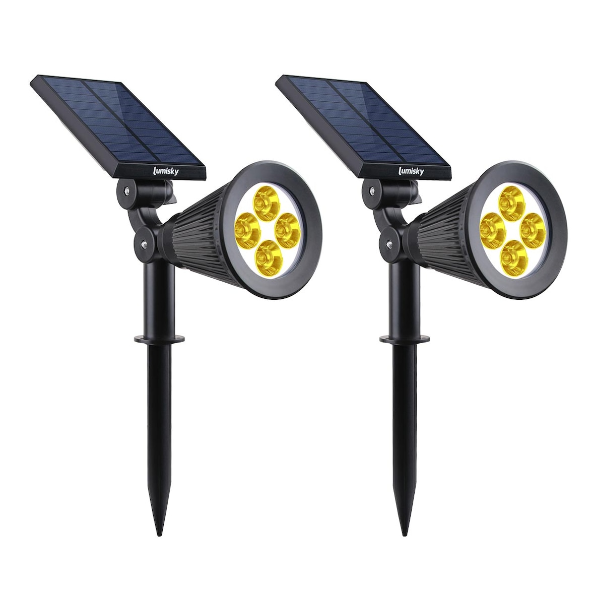 Lumisky 2 Spots solaires projecteurs SPIKY Blanc chaud 100LM Plastique Noir