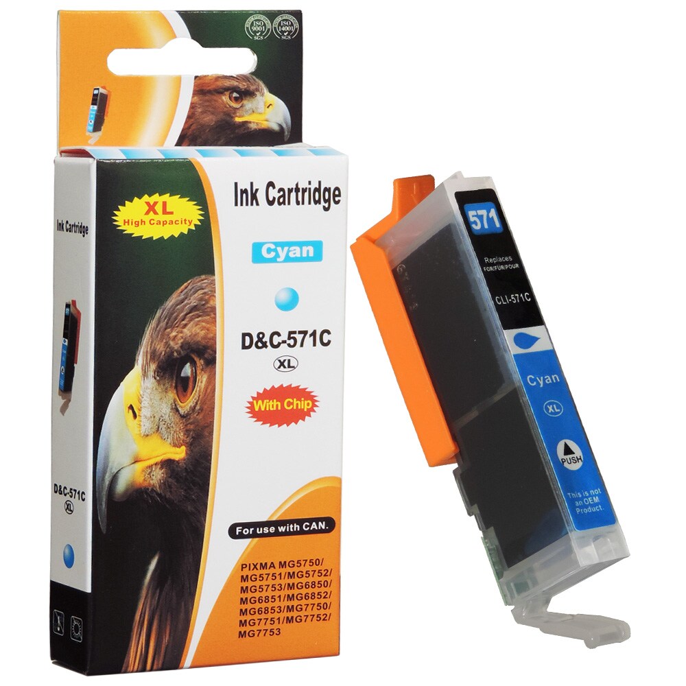 Kompatibel Canon CLI-571 XL, 0332C001 C Cyan Blau Druckerpatrone für 785 Seiten von D&C
