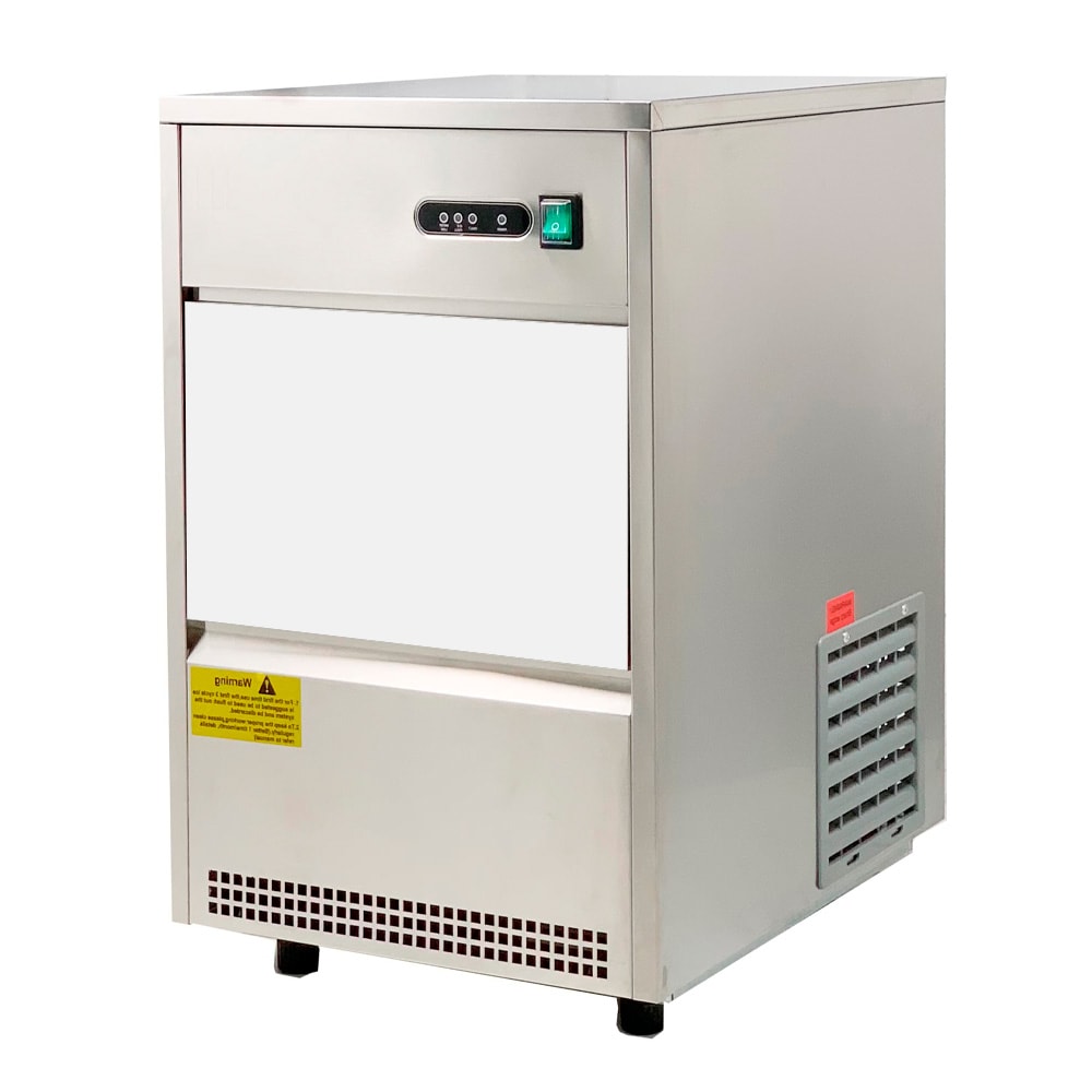 Romux® Máquina de Cubos de Gelo com Produção de 20 kg/24 h em formato dedal | Máquina em aço inox de 38x48 cm com capacidade de armazenamento de 4 kg