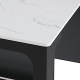 thumbnail of Ausziehbarer Esstisch MDF/Glas Weiß/Schwarz 80x71-151x92 cm mit Stauraum