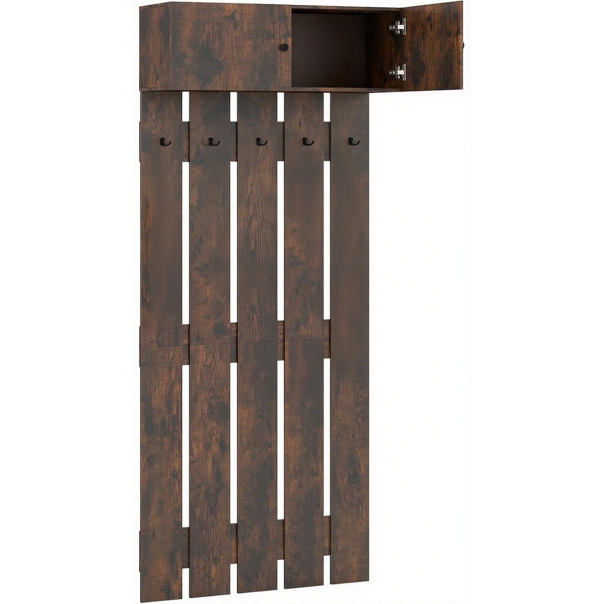 COSTWAY Rack de casaco de parede com 5 ganchos duplos e armário de 2 portas,