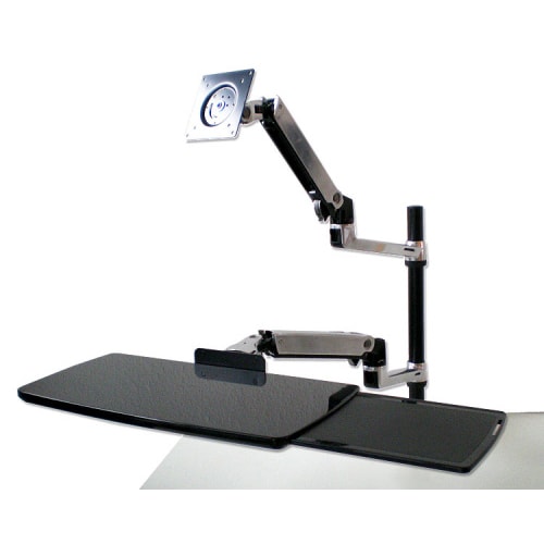 Ergotron LX Monitorarm mit Tastatur als Tischhalterung