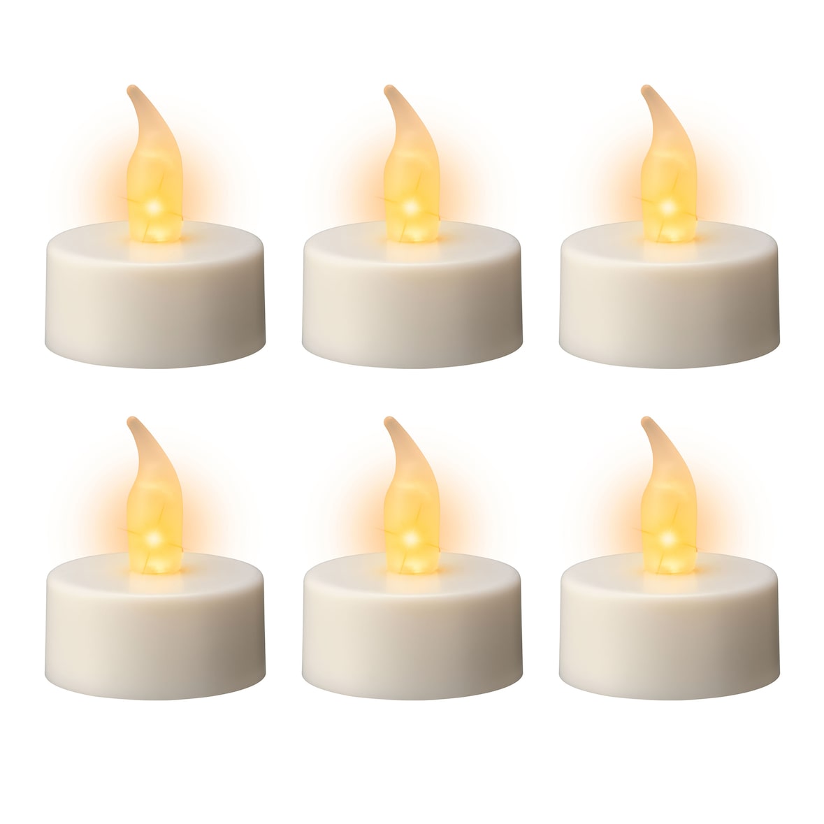 6 LED Teelichter 1,7cm Kunststoff - Elektrische Teelicht Kerzen batteriebetrieben Teelichtkerzen flackernde Flamme Dekokerzen Weiß Warmweiß
