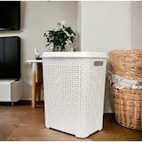 thumbnail of Cesto de roupa suja I Put Everything Cesto de vime de plástico para roupa suja efeito rattan (branco)