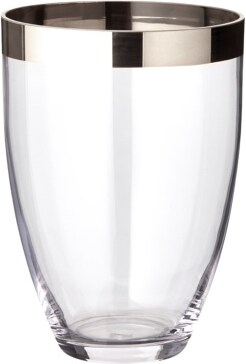 Vase Charlotte, mundgeblasenes Kristallglas mit Platinrand, Höhe 20 cm, Durchmesser 15 cm