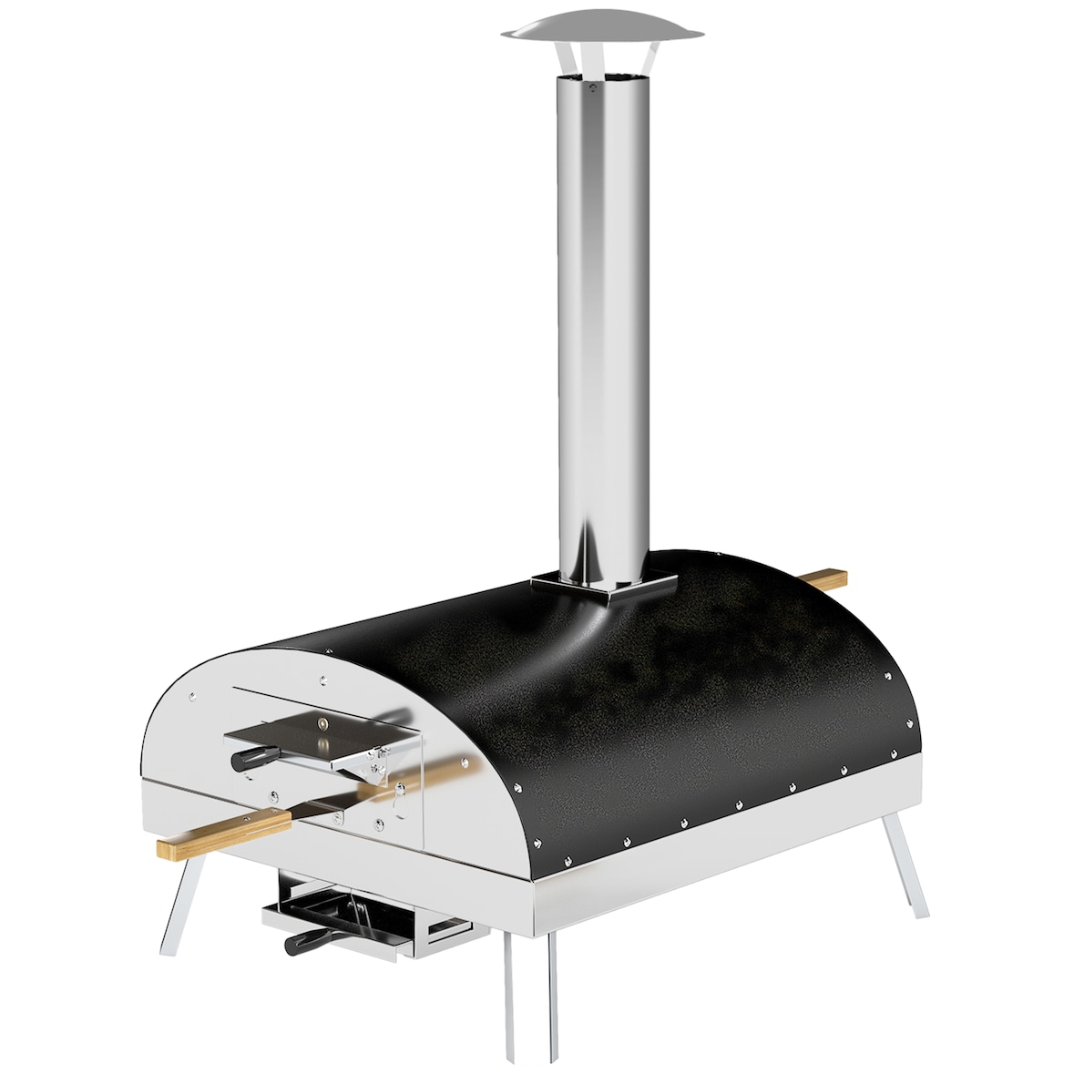 Outsunny mini horno de pizza exterior portátil horno de leña con piedra refractaria Ø33 cm termómetro y bandeja giratoria para terraza camping