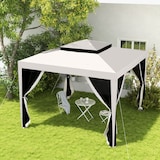 thumbnail of Outsunny Pérgola de Jardim com 4 Mosquiteiras Teto Duplo 8 Orifícios de Drenagem e Estrutura de Metal 297x297x268 cm Creme