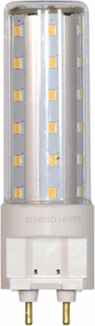 Eine zylindrische LED-Lampe mit zwei Stiften.