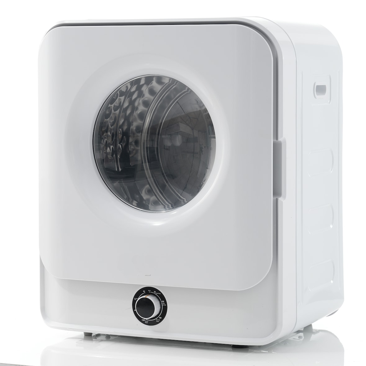 Merax Mini Ablufttrockner 3 kg, wandmontierbar, 4,5 kg effektiv, PTC-Keramikheizung, Edelstahl-Trommel, 5 Programme, leise 62 dB, Weiß
