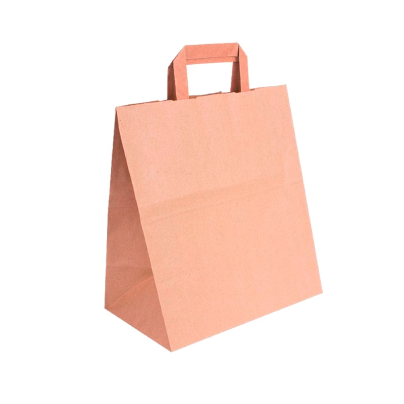 Sacos de papel kraft com asa plana, 28+17x29cm - Caixa com 250 unidades