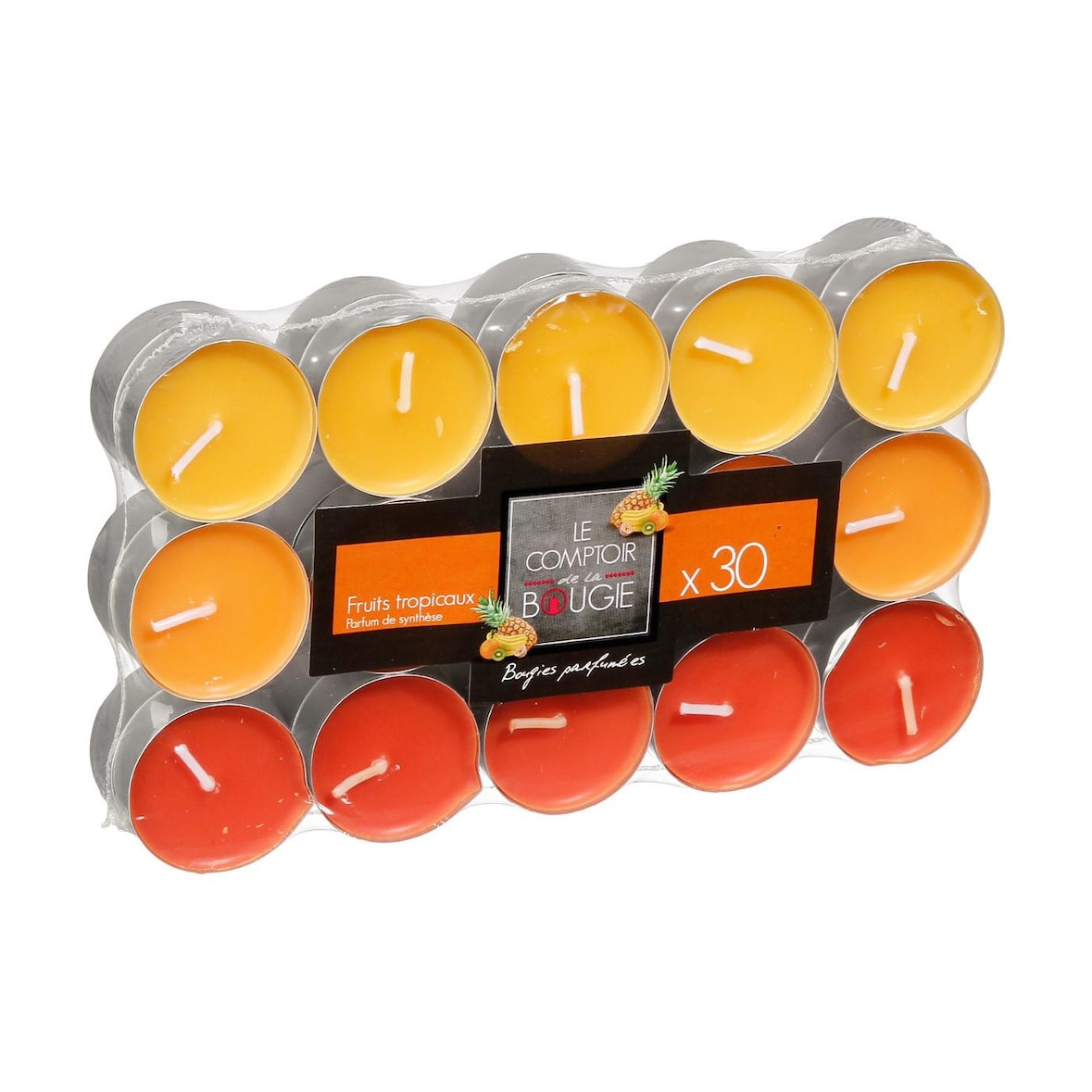Lot de 30 bougies parfumées Fruits tropicaux