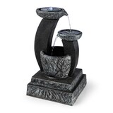 thumbnail of Fantaghiro Zierbrunnen Gartenbrunnen 3W Solar LED Polyresin Steinoptik Schwarzer Schiefer