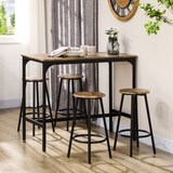 thumbnail of Bartisch Set 110x50x90 cm mit 4 Barhockern Industrystil Braun+Schwarz, platzsparend mit Fußstütze, Metallgestell und MDF Tischplatte