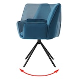 thumbnail of 6er-Set Esszimmerstuhl HWC-G67, Küchenstuhl Armlehne, drehbar Auto-Position, Samt FSC® ~ türkis-blau, Beine schwarz