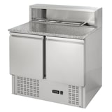 thumbnail of GastroHero Pizzatisch ECO 900 mit Granitplatte Kühltisch 2 Türen 900x700 mm Pizza Vorbereitungstisch für 5x GN 1/6 Behälter Umluftkühlung +2 bis +8 °C