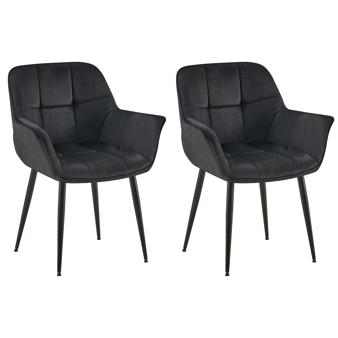 Lot de 2 chaises de salle à manger Roseville velours Noir