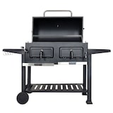 thumbnail of Holzkohlegrill HWC-K94, Grillwagen Standgrill BBQ Gartengrill mit Deckel Ablage, Stahl Emaille 110x153x60cm schwarz