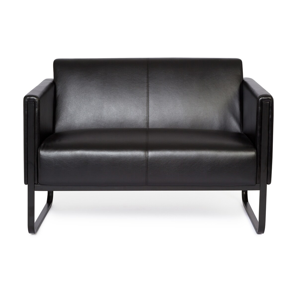 Loungesofa BALI BLACK Gestell schwarz Kunstleder glatt 2-Sitzer schwarz hjh OFFICE