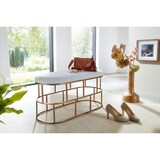 thumbnail of Samt-Sitzbank in Weiß & Gold, modernes Design, handgefertigtes Unikat. 90x38x46 cm | Kadima Design