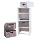 thumbnail of Kommode HWC-K84 mit Körben, Schrank Schubladenschrank, Holz 83x40x29cm ~ weiß, Körbe grau